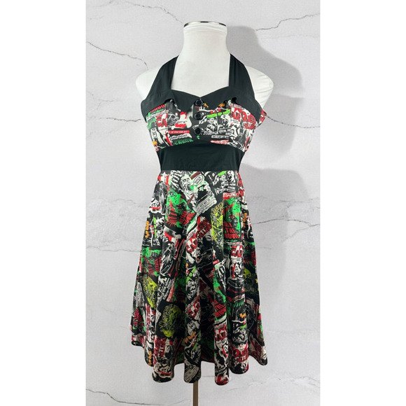 Hell Bunny Vixen Rockabilly B Movie Horror 50's Dress Monster Halloween Party XS - Picture 2 of 16